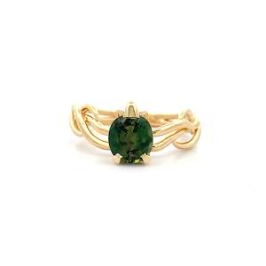 Sapphire Engagement Rings: Climbing Ivy: Green Sapphire Solitaire Ring in Yellow Gold | 1.58ct