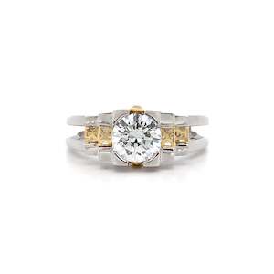 Dress Rings: Empire: Brilliant Cut Diamond Solitaire Ring in White and Yellow Gold | 1.00ct H VS1