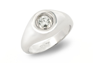 Floeting® Diamond Round Signet Ring in Platinum | 0.34ct