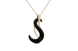 Mens Fine Jewellery: Shuttered: Black Jade and Yellow Gold 'S' Shape Pendant