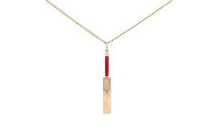 Mens Fine Jewellery: Model Cricket Bat Pendant in Yellow Gold