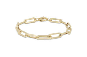 Paperclip Chain Bracelet in Yellow Gold