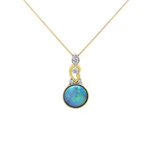 Pearl Jewellery: Iridessa: Paua Pearl and Diamond Pendant in Yellow Gold