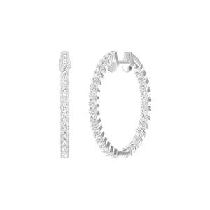 Studs Earrings: Scallop Set Brilliant Cut Diamond Hoop Earrings in White Gold | 1.24ctw