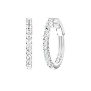Scallop Set Diamond Hoop Earrings in Gold | 1.00ctw