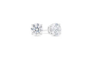 Brilliant Cut Diamond Claw Set Stud Earrings in White Gold | 0.49ctw D-G VS2