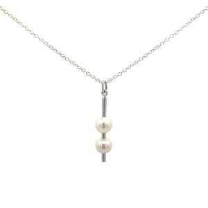 Bravo: Double Pearl Drop Pendant in Sterling Silver