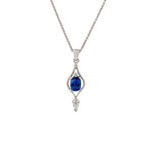 Cushion Cut Sapphire and Diamond Pendant in Platinum | 2.00ctw