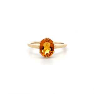 Ready To Ship Rings: Oval Cut Citrine Solitaire Ring in Yellow Gold | 1.72