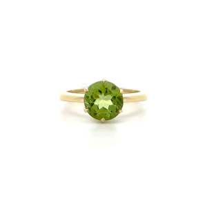 Round Cut Peridot Solitaire Ring in Yellow Gold | 3.18ct