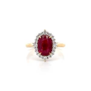 Dynasty: Ruby and Diamond Halo Ring | 2.58ctw