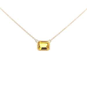 Ready To Ship: Octagonal Cut Yellow Sapphire Bezel Set Pendant in Yellow Gold | 2.82ct