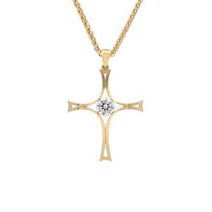 The Floeting® Diamond Crucifix Pendant in Yellow Gold | 1.09ct G VS1