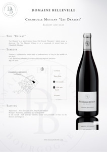 Burgundy Bourgogne: Domaine Belleville Chambolle Musigny Les Drazeys  Rouge 2019 750ml