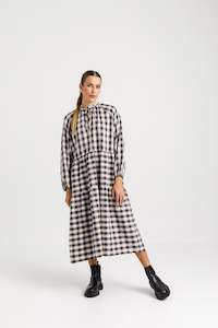 THING THING PARADISE DRESS - SOFT PINK CHECK