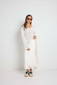 IVY + JACK ROSETTE PEARL SATIN BIAS MIDI SKIRT