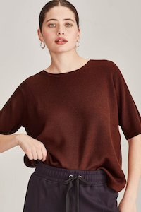 SILLS ASTRID RIB MERINO TEE - CINNAMON