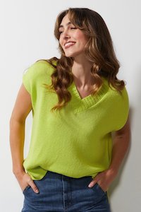 Ld Co: LD & CO CHUNKY LINEN VEST - LIME