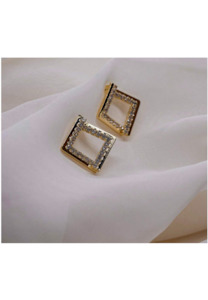 Jewellery: GREGORY LADNER CZ DIAMOND SHAPED EARRING - GOLD