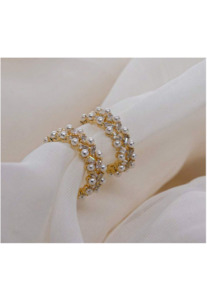 Jewellery: GREGORY LADNER PEARL/CZ HOOP EARRING - GOLD