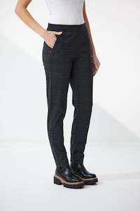 Newport: NEWPORT OWEN PONTI PANT - CHARCOAL BURGUNDY