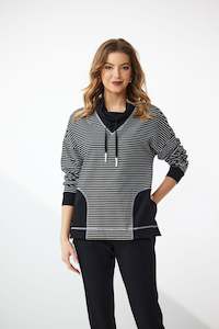 NEWPORT TERRACE STRIPE SWEATSHIRT - BLACK STRIPE