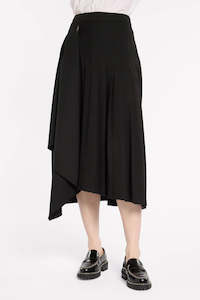 Vogue Skirts: MARCO POLO PLEATED WRAP SKIRT - BLACK