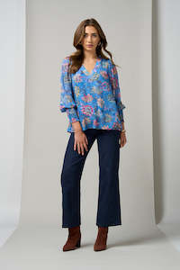 LOOBIES STORY MAYFAIR BLOUSE - WEDGEWOOD BLUE