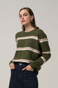 Madly Sweetly: MADLY SWEETLY COMPASS STRIPE SWEATER - GRASS