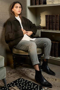 Sills: SILLS CHECK CUFFED HEPBURN - ACORN CHECK