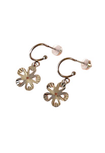 PENNY FOGGO RIDGED FLOWER HALF HOOPS SILVER