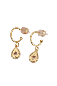 Jewellery: PENNY FOGGO SWEET PINK GLASS TEARDROP HALF HOOPS