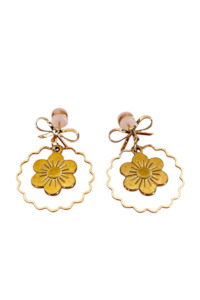 Jewellery: PENNY FOGGO FLOWER AND BOW DROPS GOLD