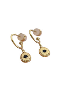 Jewellery: PENNY FOGGO LITTLE BLUE OVAL STAR HALF HOOPS