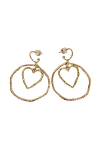 PENNY FOGGO LARGE TEXTURED HEART AND CIRCLE HALF HOOPS