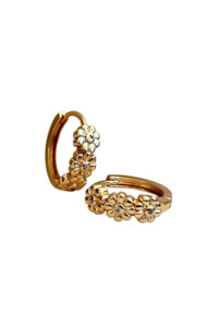 Jewellery: PENNY FOGGO TRIPLE FLOWER HOOP GOLD