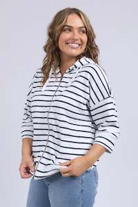 Elm: ELM BEACHY HOODIE - WHITE/ NAVY STRIPE