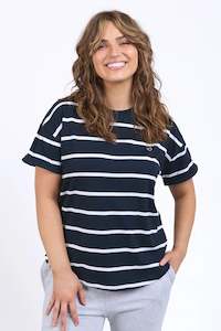 ELM HALLI SHORT SLEEVE TEE - NAVY/WHITE STRIPE