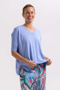 Z&P POINTELLE SHOULDER TOP - BLUEBERRY