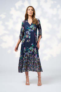 LOOBIES STORY LA BOHEME MIDI DRESS - INDIGO MULTI