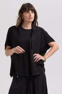 Ld Co: LD & CO LINEN TIE CARDI - BLACK