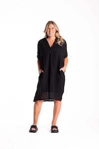 DEEANNE HOBBS KOTUA DRESS - BLACK FLAX