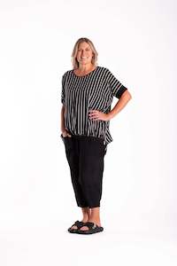 DEEANNE HOBBS LEESE TOP - BLACK STRIPE