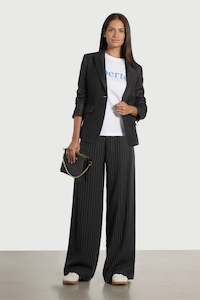 Repertoire: REPERTOIRE BRONSON WIDE LEG PINSTRIPE PANT - BLACK