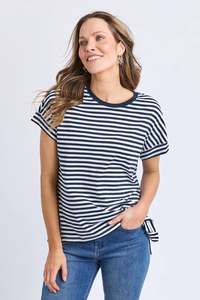 ELM YARA STRIPE S/S TEE - NAVY & WHITE STRIPE