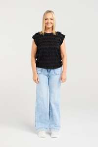 ZAFINA CHARLOTTE TOP - BLACK TASSLE
