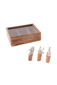 ALUMINIUM WINE BOTTLE STOPPERS S/3