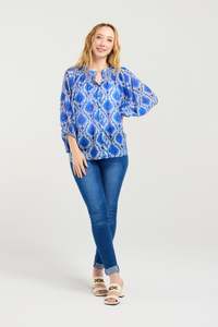 ZAFINA JUNIPER TOP - PAISLEY PAINTING