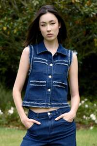 Vogue Coats Jackets: CURATE VEST I EVER HAD VEST - SPARKLE DENIM