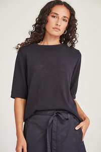 Vogue Cardigans Sweaters: SILLS ECHO KNIT TEE - FRENCH NAVY